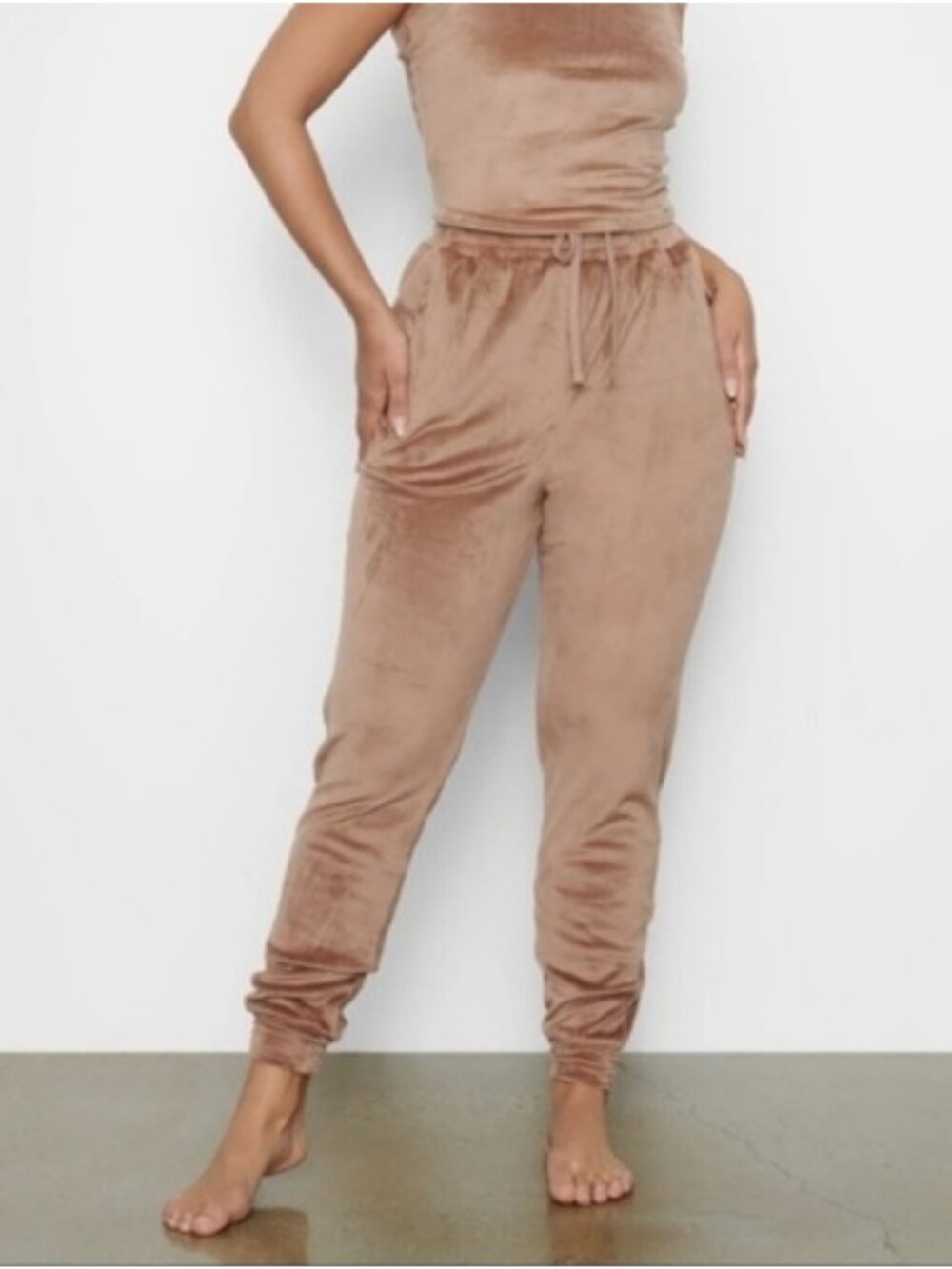 Skims Velour Jogger in Sienna Brown Size XXS Kim Kardashian Loungewear